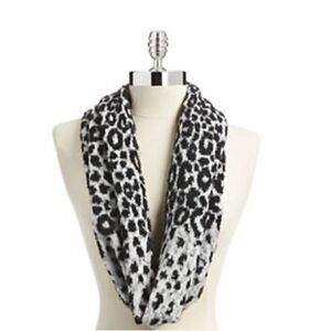 Lord & Taylor Leopard Knit Infinity Scarf-BLACK-One Size